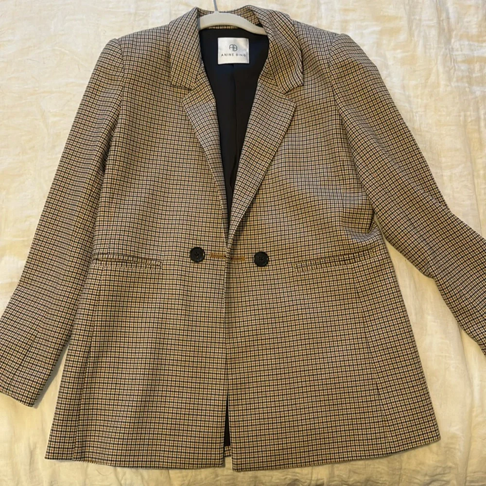 Anine Bing Brown Checkered Blazer - Picture 5 of 11